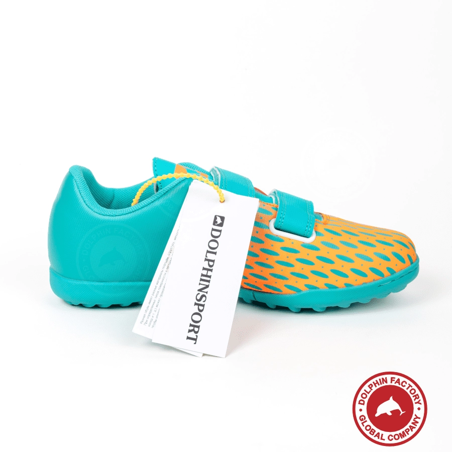 Бутсы футбольные KR-183 бирюзово-оранжевый