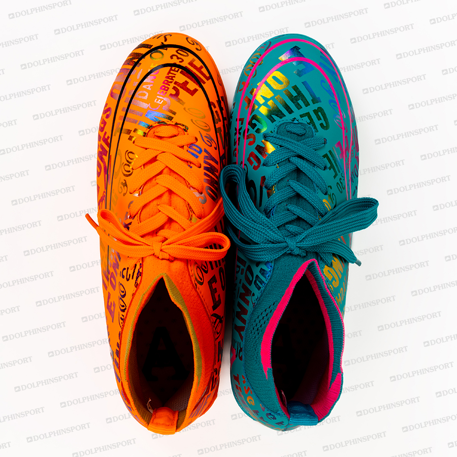 Бутсы футбольные KR-179 оранжевый-бирюзовый
