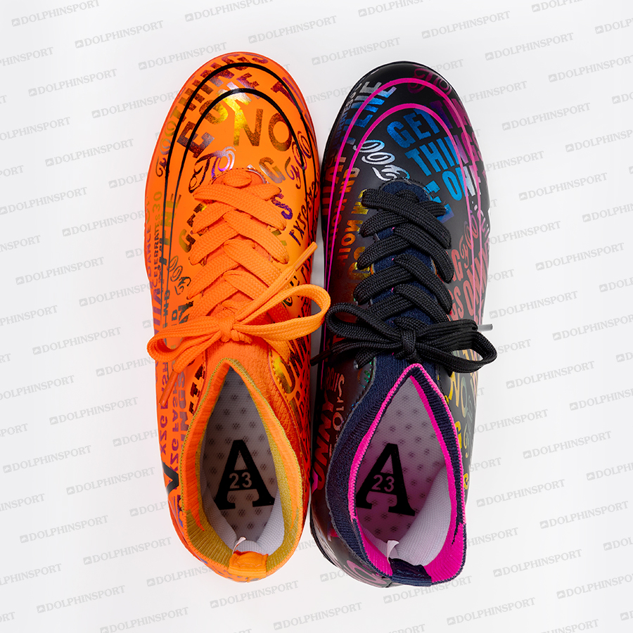 Бутсы футбольные KR-179 черный-оранжевый