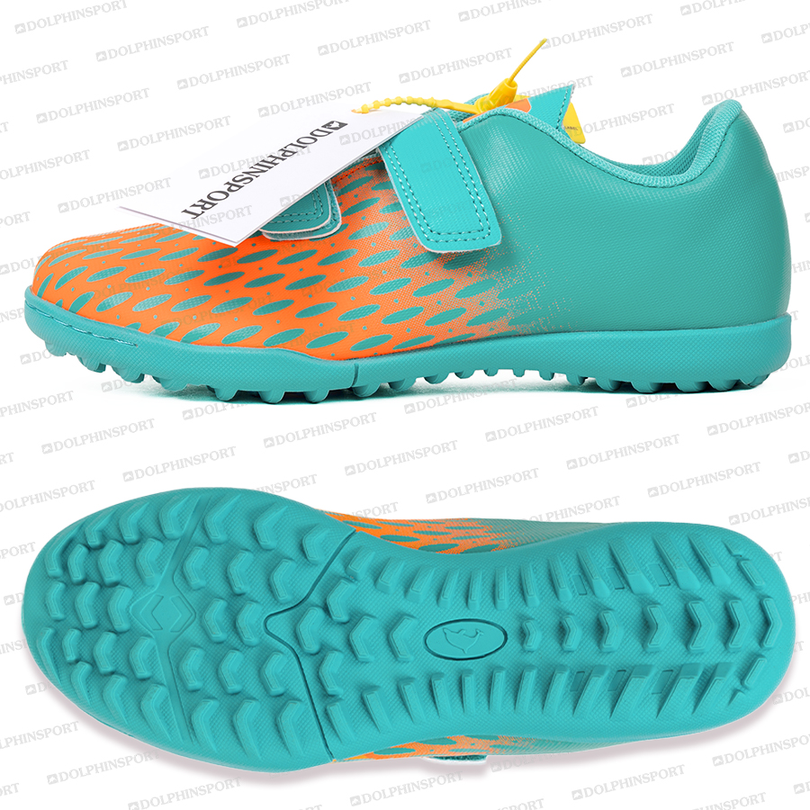 Бутсы футбольные KR-183 бирюзово-оранжевые