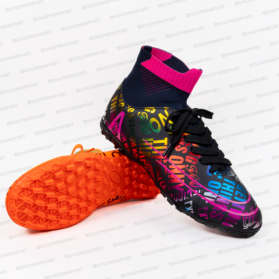 Бутсы футбольные KR-179 черный-оранжевый