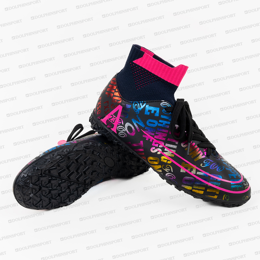 Бутсы футбольные KR-179 черно-розовый