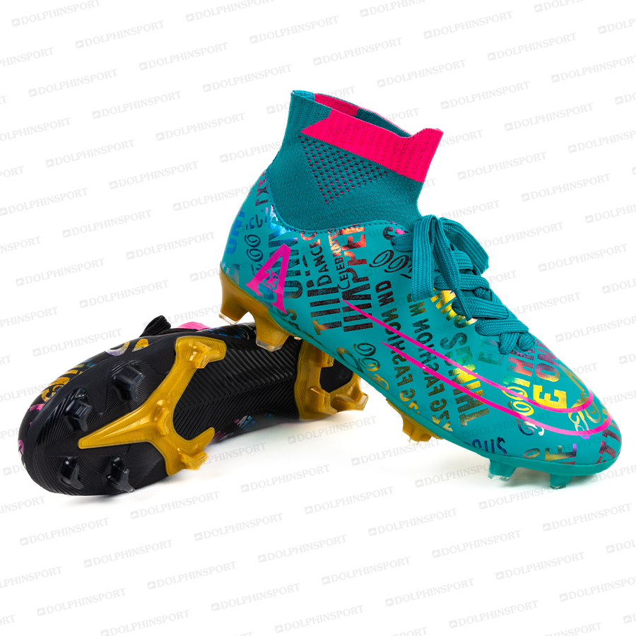 Бутсы футбольные KR-179/2 черный-бирюзовый