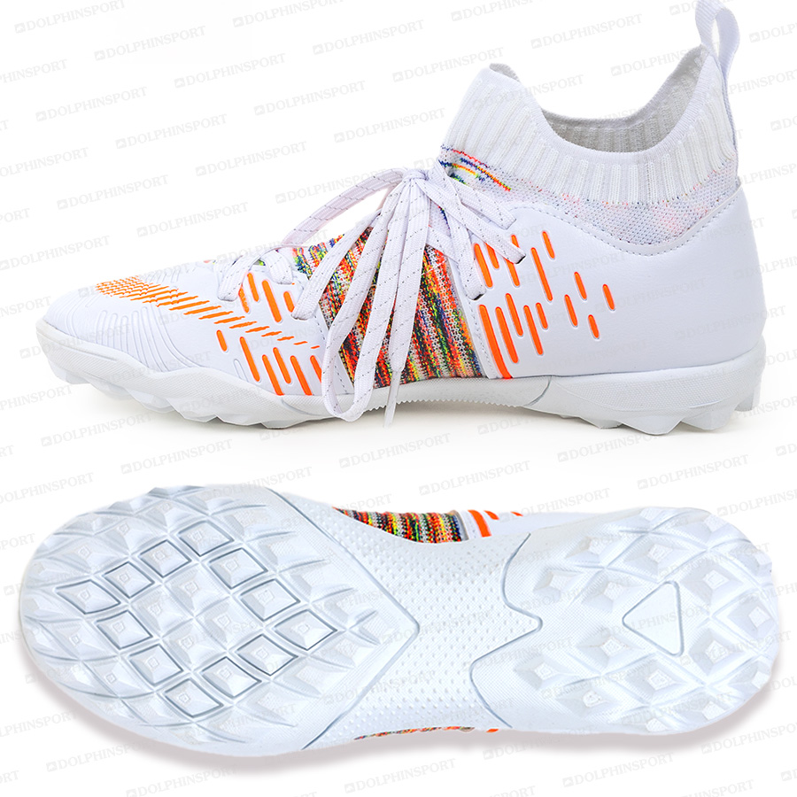 Бутсы футбольные KR-177 бело-оранжевый