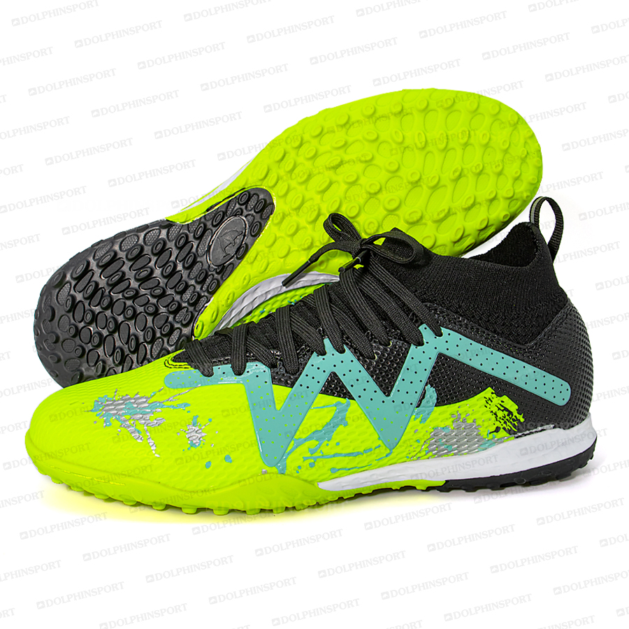 Бутсы футбольные KR-193 черно-салатовые