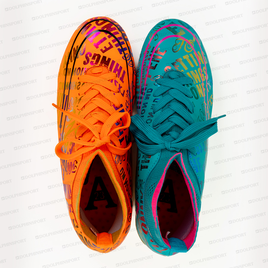 Бутсы футбольные KR-179/2 оранжевый-бирюзовый