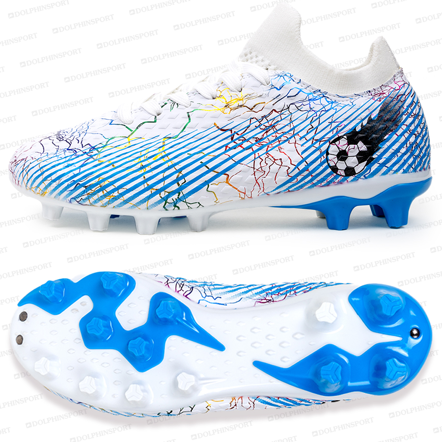 Бутсы футбольные KR-135 бело-голубые