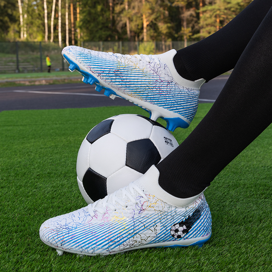 Бутсы футбольные KR-135 бело-голубые