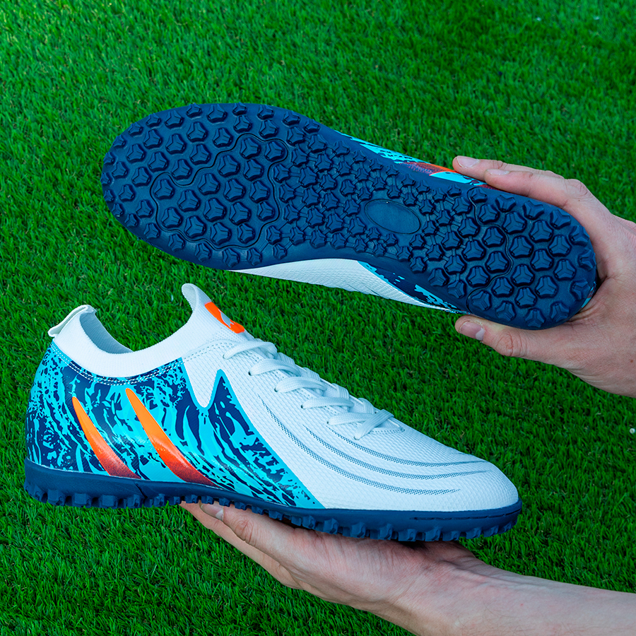 Бутсы футбольные KR-201 бело-синие