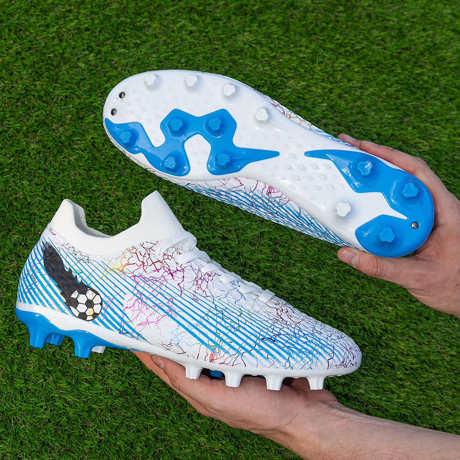 Бутсы футбольные KR-135 бело-голубые