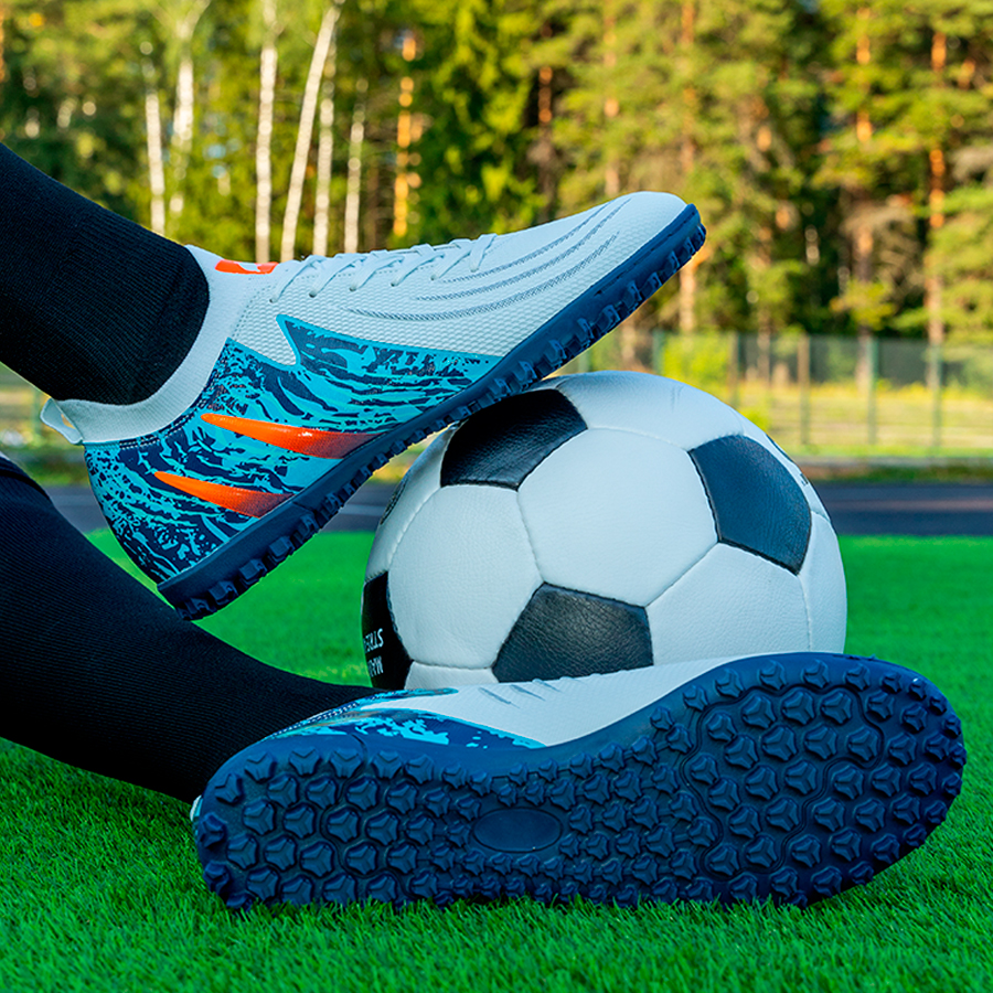 Бутсы футбольные KR-201 бело-синие