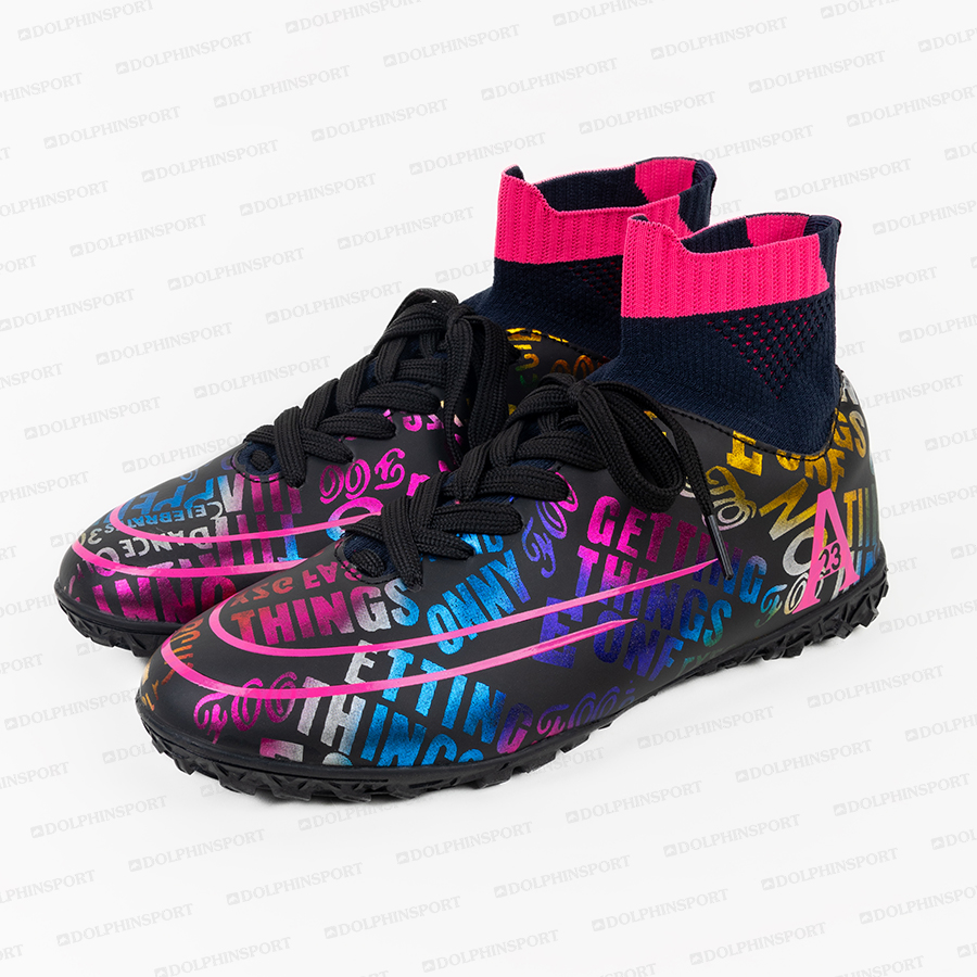 Бутсы футбольные KR-179 черно-розовый