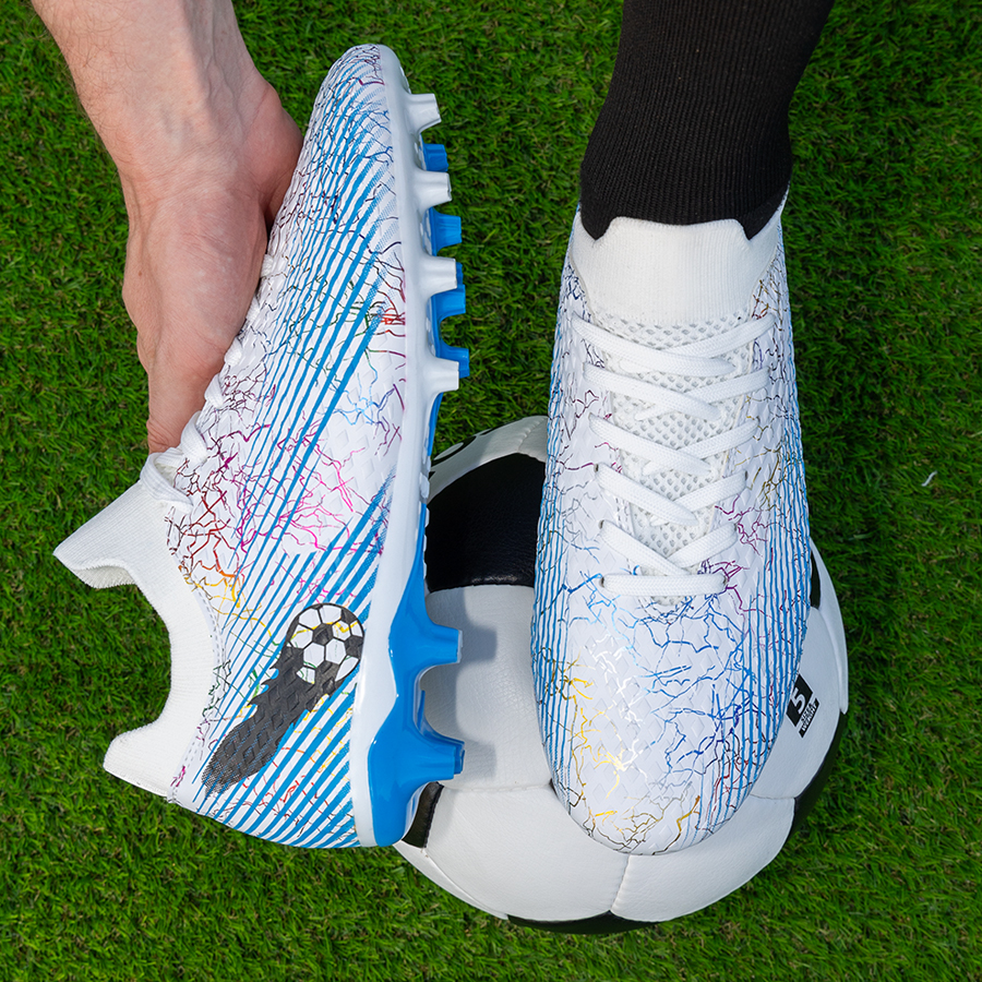 Бутсы футбольные KR-135 бело-голубые