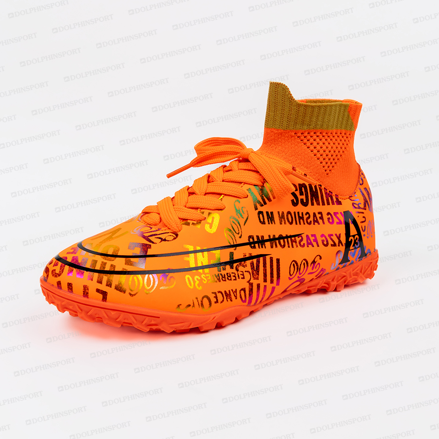 Бутсы футбольные KR-179 черный-оранжевый