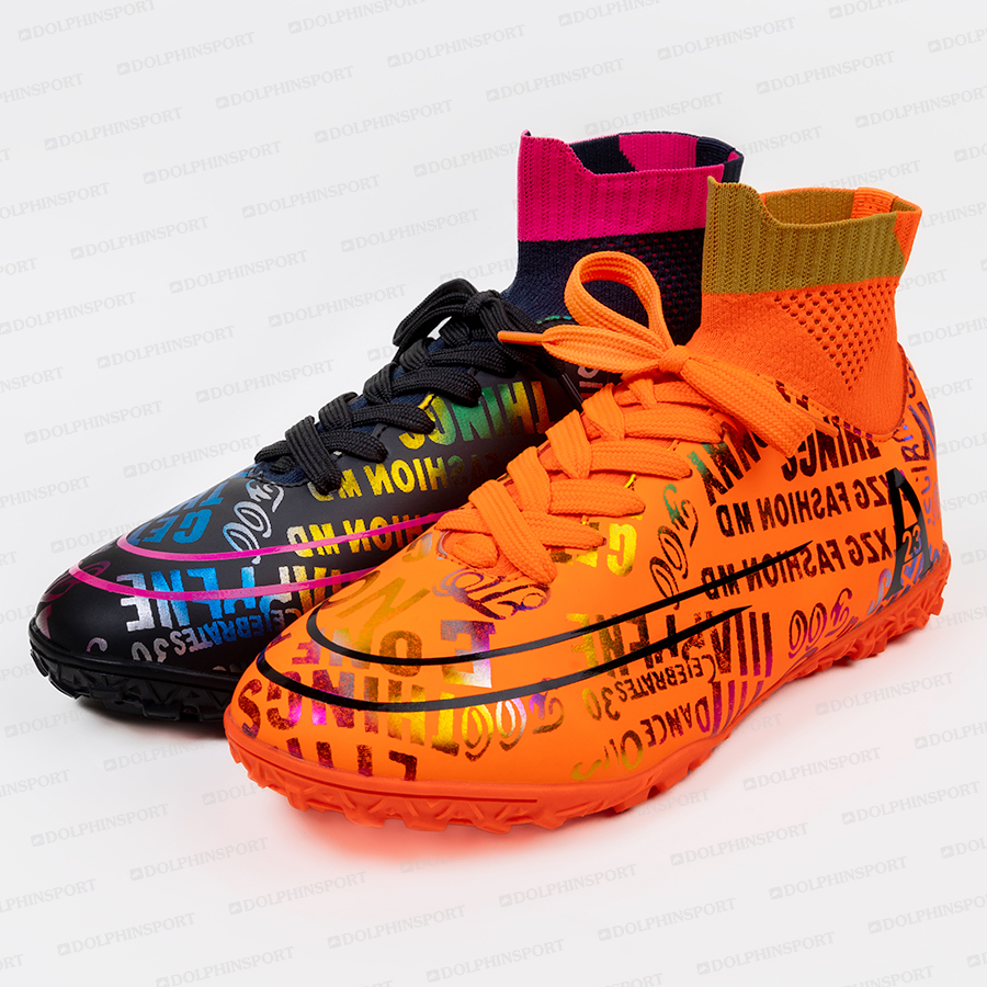 Бутсы футбольные KR-179 черный-оранжевый