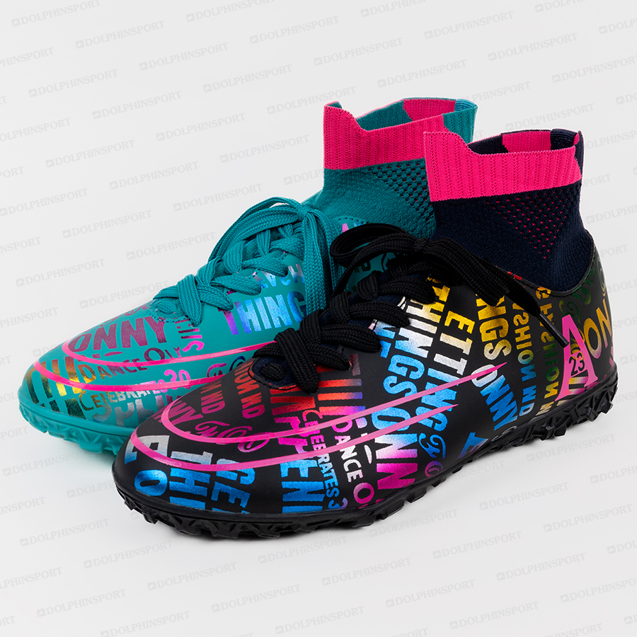 Бутсы футбольные KR-179 черный-бирюзовый