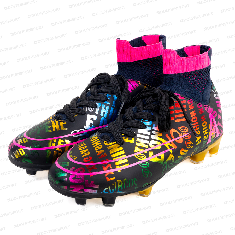 Бутсы футбольные KR-179/2 черно-розовый