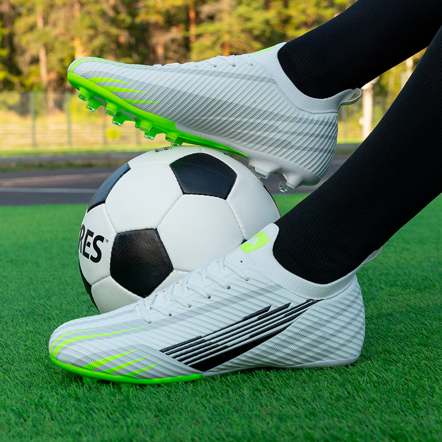 Бутсы футбольные KR-207 бело-зеленые