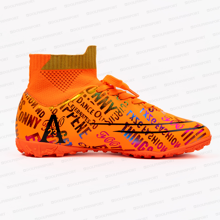 Бутсы футбольные KR-179 черный-оранжевый