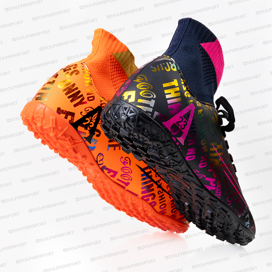 Бутсы футбольные KR-179 черный-оранжевый