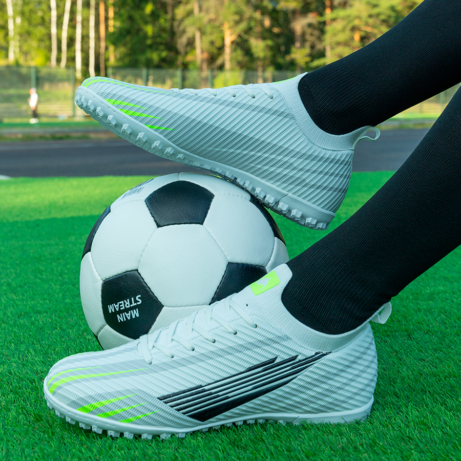 Бутсы футбольные KR-200 бело-зеленые