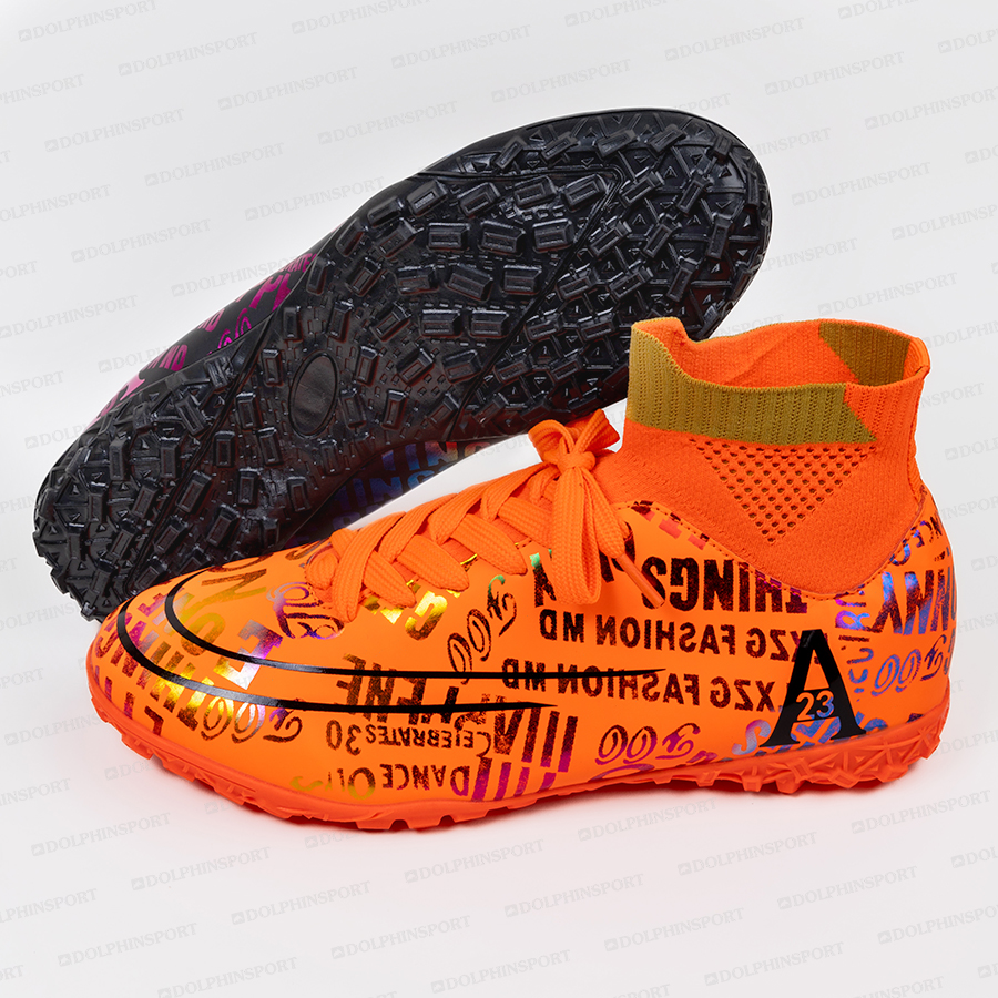 Бутсы футбольные KR-179 черный-оранжевый
