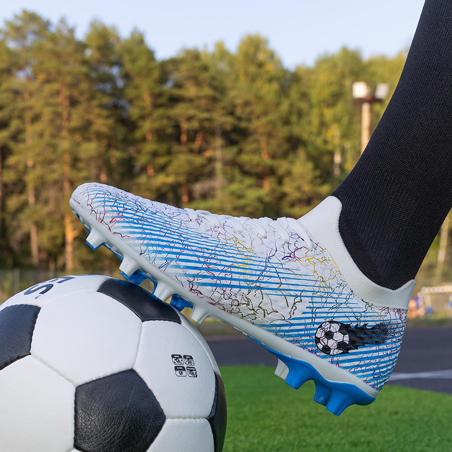 Бутсы футбольные KR-135 бело-голубые