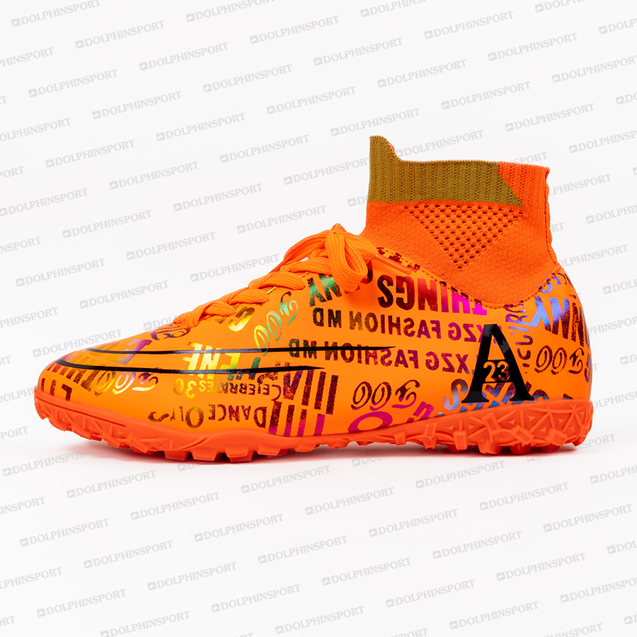 Бутсы футбольные KR-179 черный-оранжевый