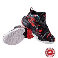 Баскетбольные кроссовки KR-143 черно-красный (кожа+текстиль)