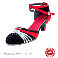 Туфли для танцев Grace SRR TN-012(Cl-5) серебристо-красные