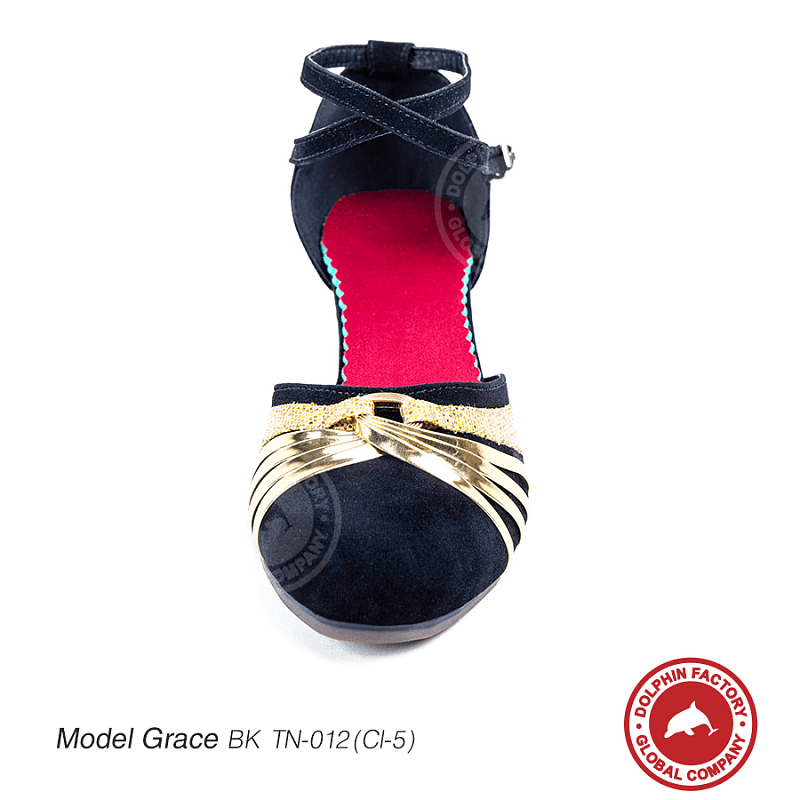 Туфли для танцев Grace BKGD TN-012(Cl-5) черно-золотые