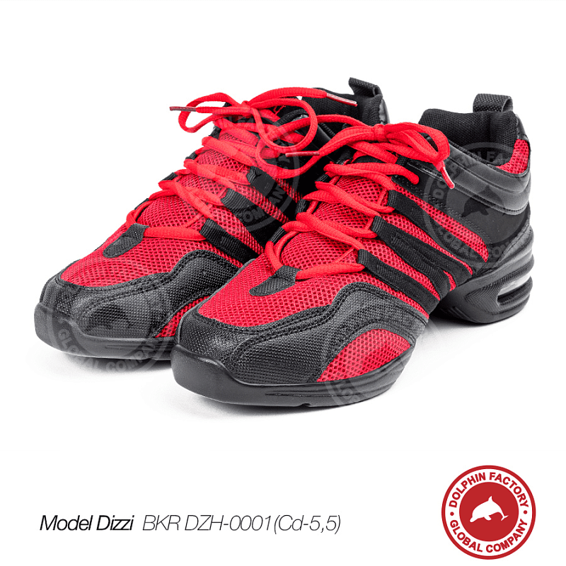 Кроссовки для танца Dizzi BKR DZH-0001(Cd-5,5) черный+красный